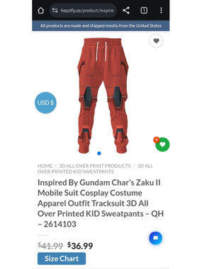 Hozzify Gundam Char's Zaku sweatpants cosplay